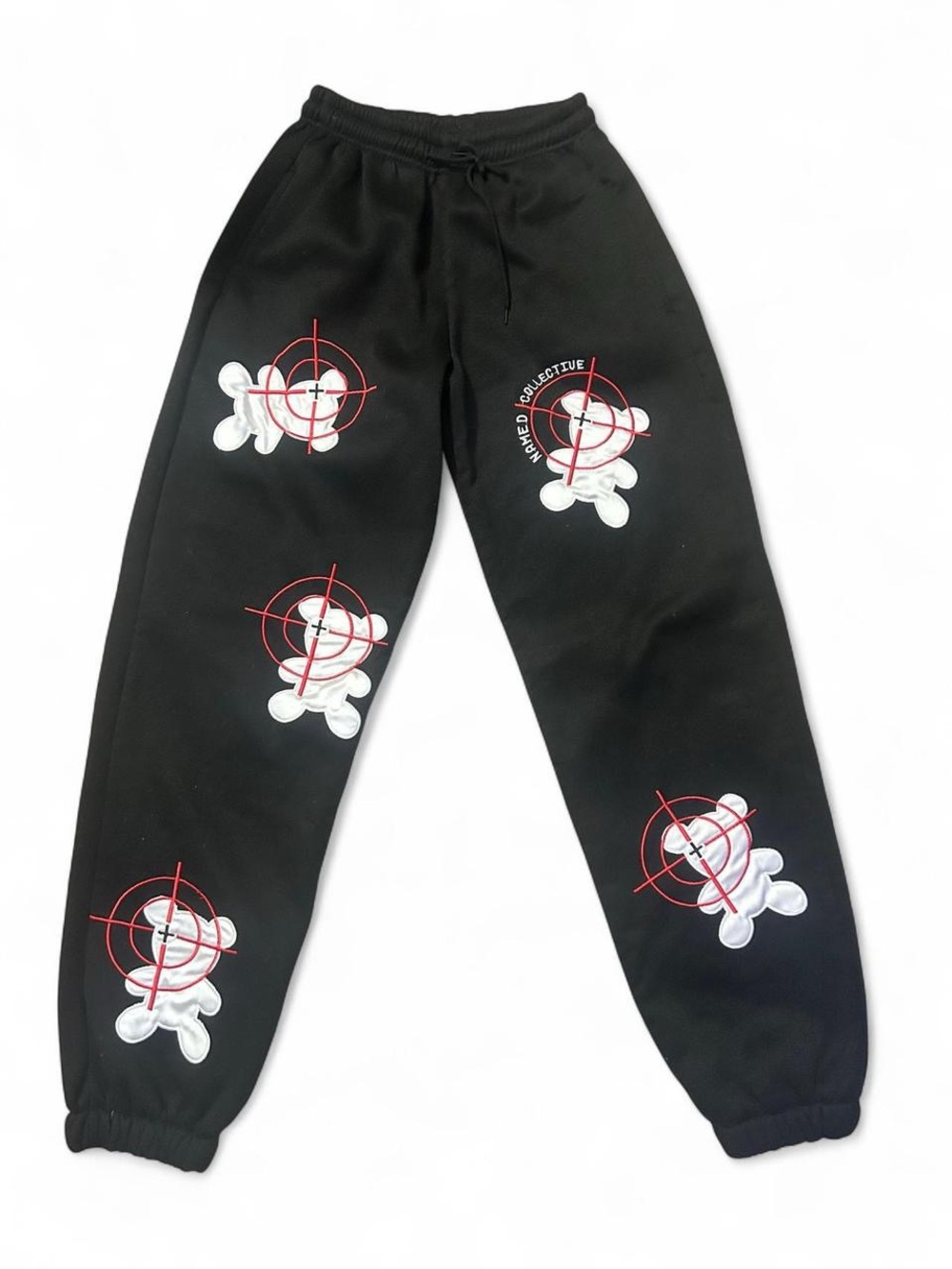 Named Collective Black Sweatpants with Red Target Bear Print